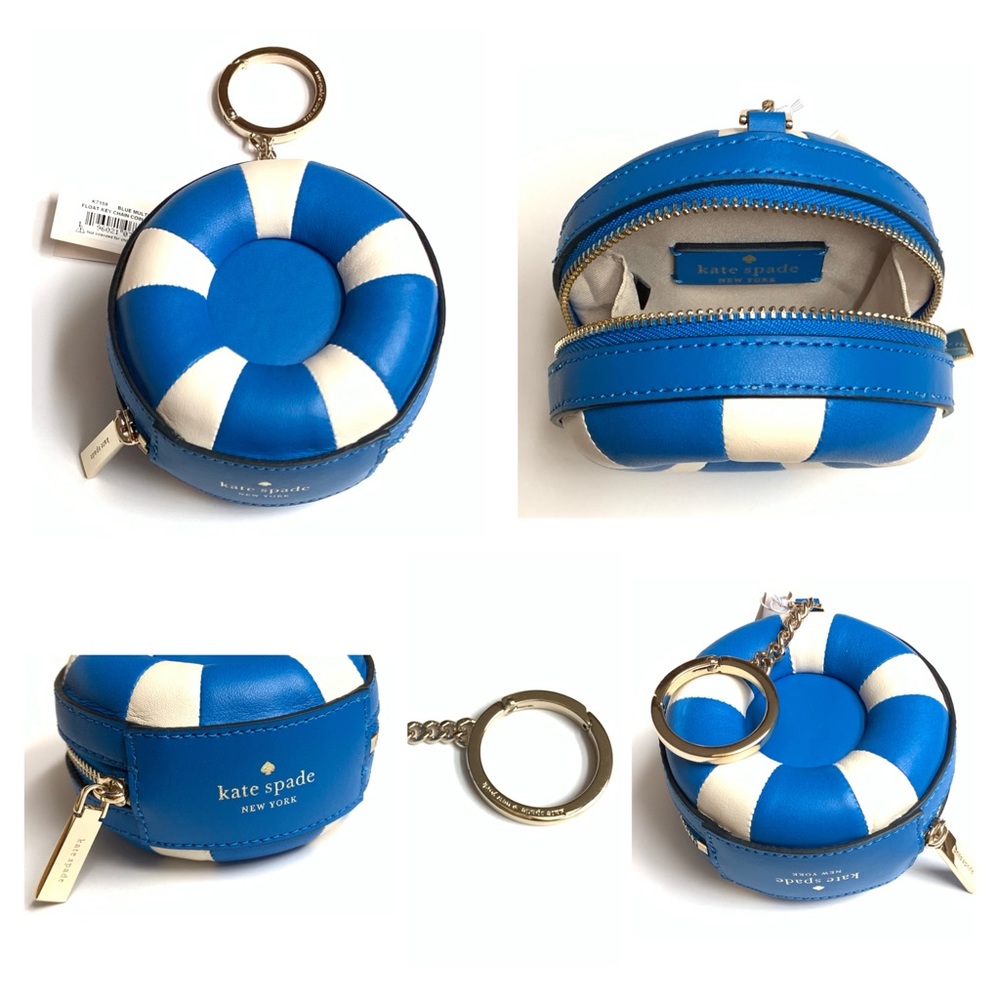 NWT Kate Spade♠️POOL FLOAT Smooth Leather Coin Purse/Small Wallet With Keychain - Picture 2 of 7